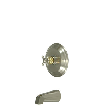 Metropolitan Single Handle Wall Mounted Tub Spout, Brushed Nickel/Polished Brass