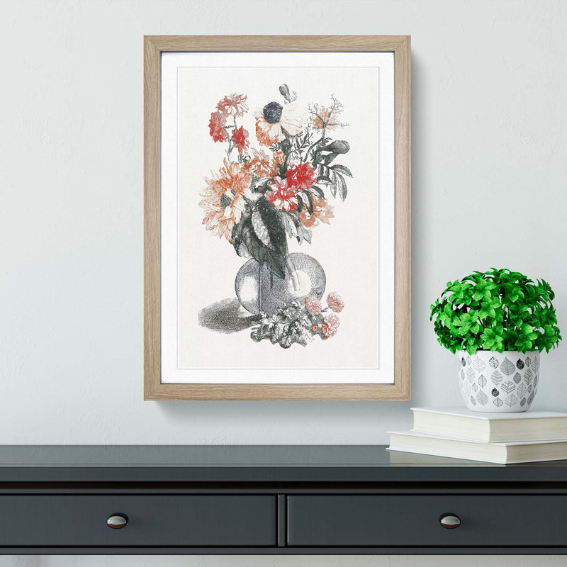 Pretty Flowers by Johan Teyler - Picture Frame Painting Print, 36cm H x 27cm W x 2cm D, Oak Framed