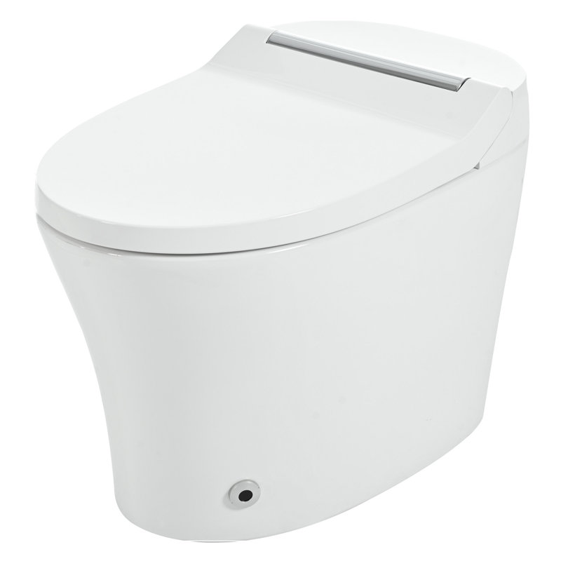 Smart Toilet With Built-In Heated Seat, One Piece Elongated Modern Toilet With Adjustable Temp Heated Seat, Auto Flush,  Dual Flush Toilet 1/1.28 GPF, Foot Sensor Flush, White Night Light,Knob Control