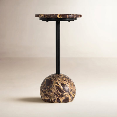 Bhavjal Genuine Marble Tray Top Pedestal End Table by Wade Logan