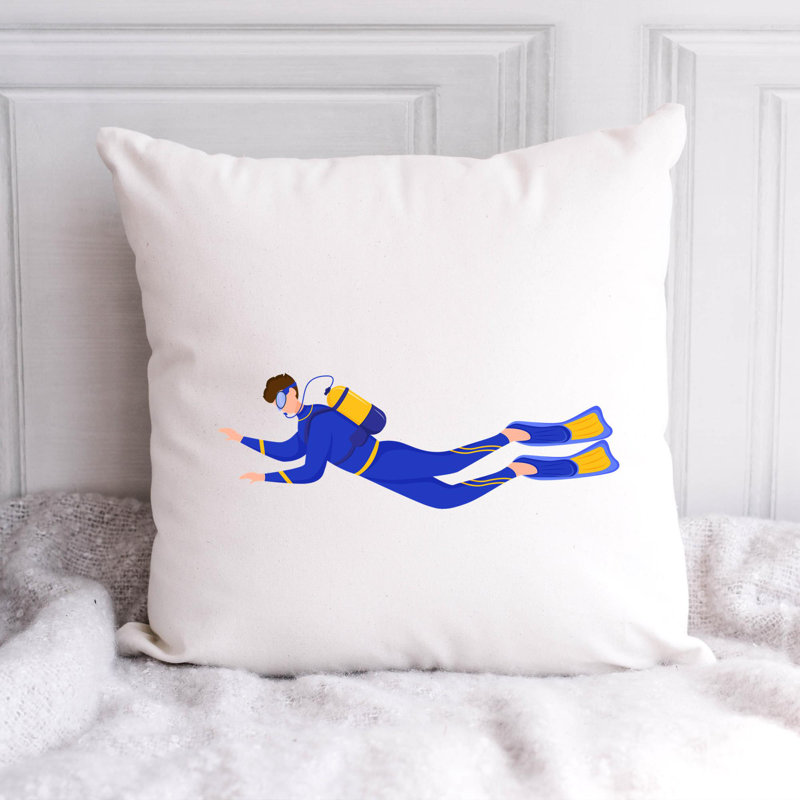 Nautical Sea Life_298 - Coussin décoratif en polyester, H 18 po x l 18 po
