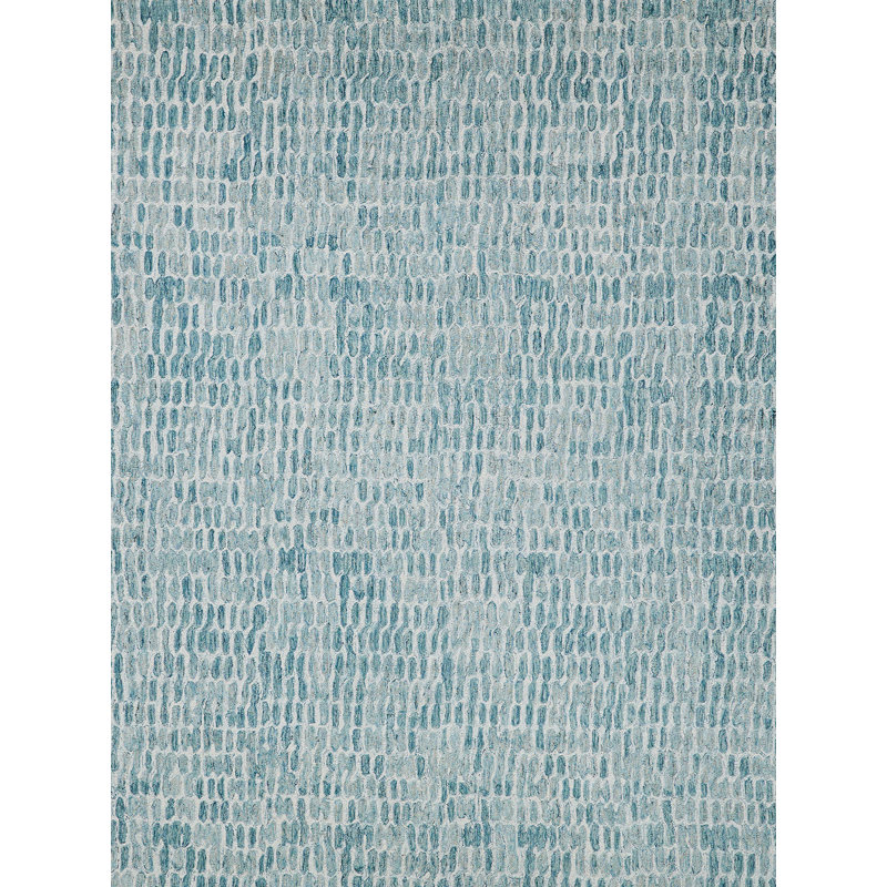 Ink Blot Wool Abstract Area Rug in Turquoise/Gray, Rectangle 9' x 12'