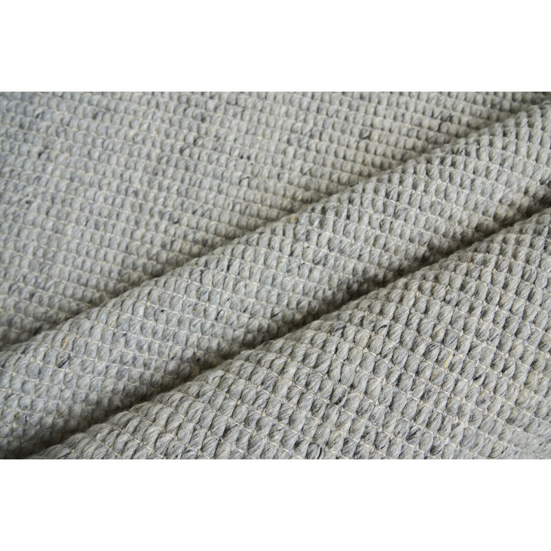 Hesse Hand-Loomed Polyester/Cotton Light Silver Area Rug, Rectangle 8' x 10'