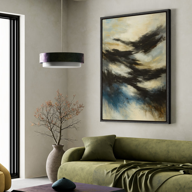 Art mural encadré, impressions murales abstraites rétro sur toile 16 po x 24 po, H 24 po x l 16 po, Noir