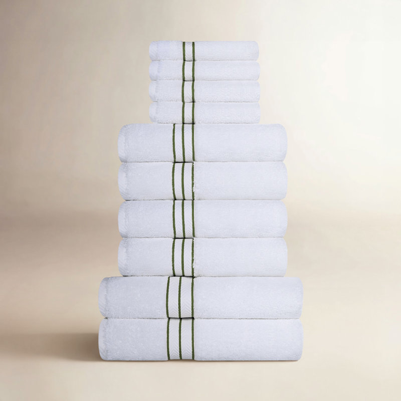 Ensemble de serviettes en coton turc 10 pièces Hotel, très moelleux et luxueux, Vert forêt