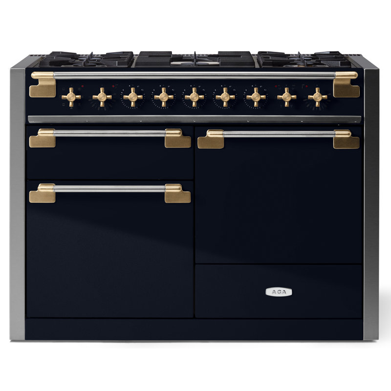 Elise 48" Range, Antique Brass;Gloss Black, Dual Fuel