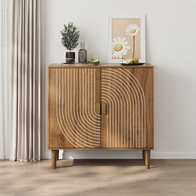 31.5'' Wide Mid-Century Modern Accent Cabinet With 2 Doors, Wood Sideboard Buffet With Adjustable Shelf For Living Room, Kitchen & Entryway