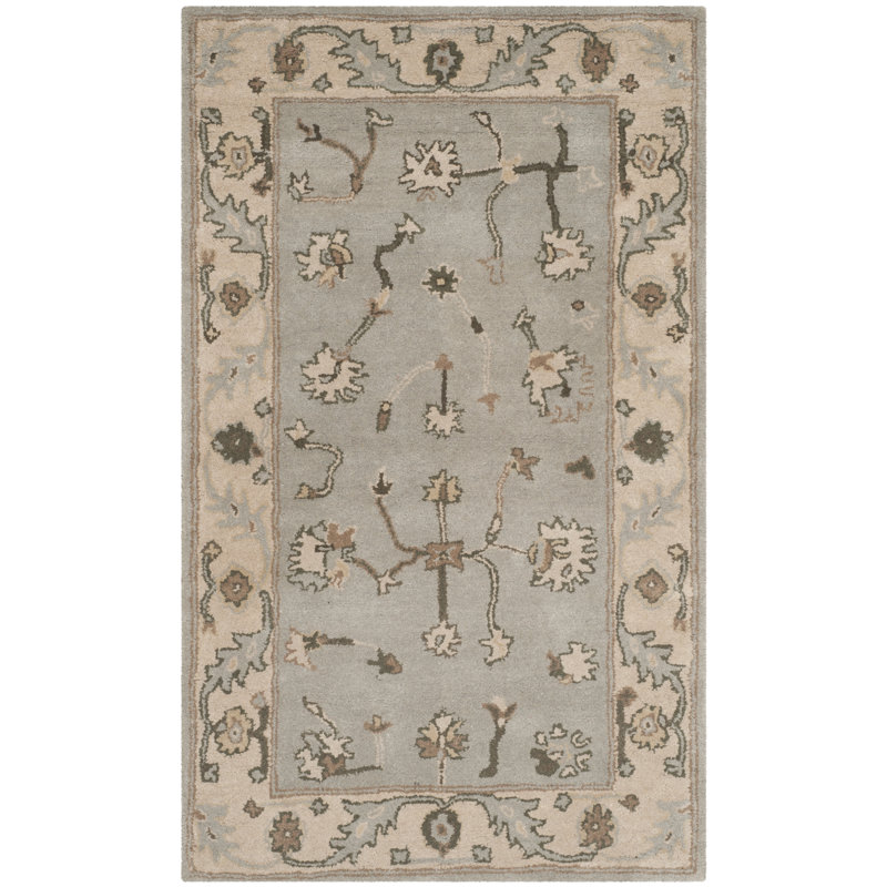 Newfields Oriental Hand-Tufted Wool Beige/Grey Area Rug, Rectangle 3' x 5'