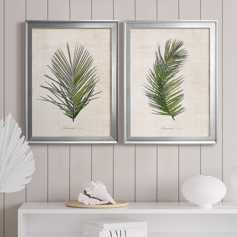 Palm Botanical I - ensemble de 2 photographies sur toile, Toile encadrée, H 18,5 po x l 49 po, Argent argent