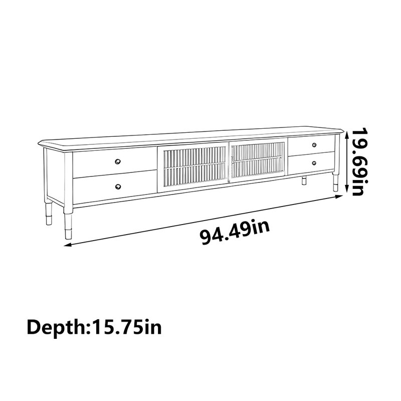 Meuble télé noir de qualité supérieure, 94.49"