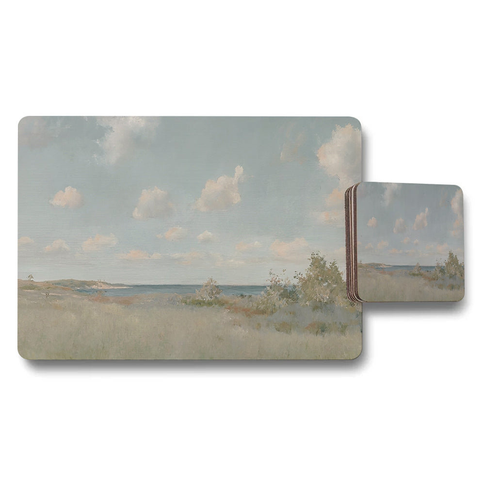 Coastal Ocean View Placemat And Coaster Set With Seaside Artwork