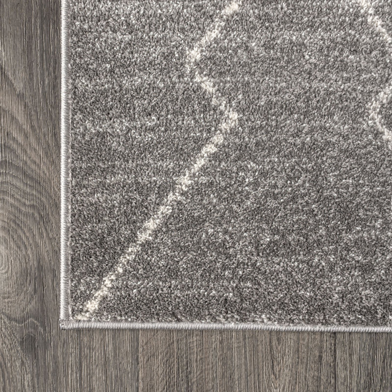 Bradsher Moroccan Beni Souk Gray/Cream Rug, Rectangle 7'9" x 10'