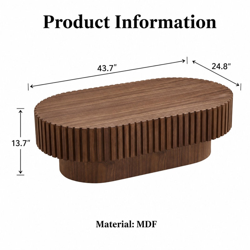 Table basse ovale moderne fabriquée à la main avec base piédestal robuste, table basse compacte à surface lisse compacte, table d'appoint multifonctionnelle