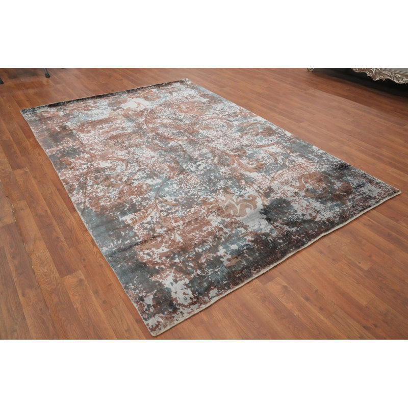 Tapis moderne abstrait fait à la main 5 x 8 po