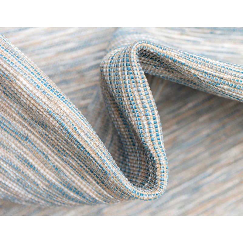 Tapis bleu intérieur / extérieur Fagundes, Rectangle 9 pi 4 po x 12 pi