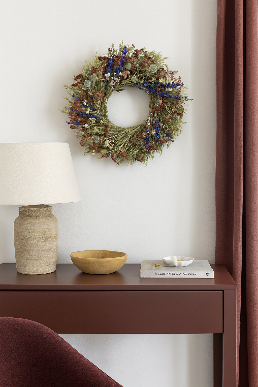 Great Meadows Handcrafted Dried Mixed Assortment Wreath, 22" H x 22" W x 5" D