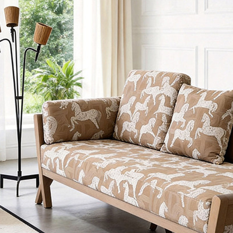Luxury-Style Solid Wood Fabric Chaise Lounge