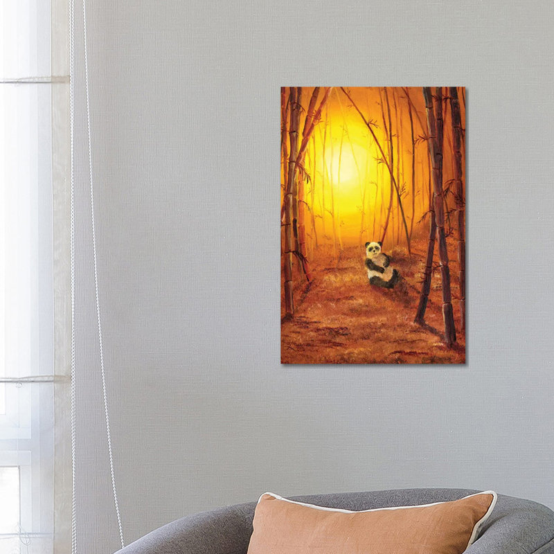 Panda In Golden Glow 1 Piece Wrapped Canvas Wall Art, 66.04 cm H x 45.72 cm W x 3.175 cm D