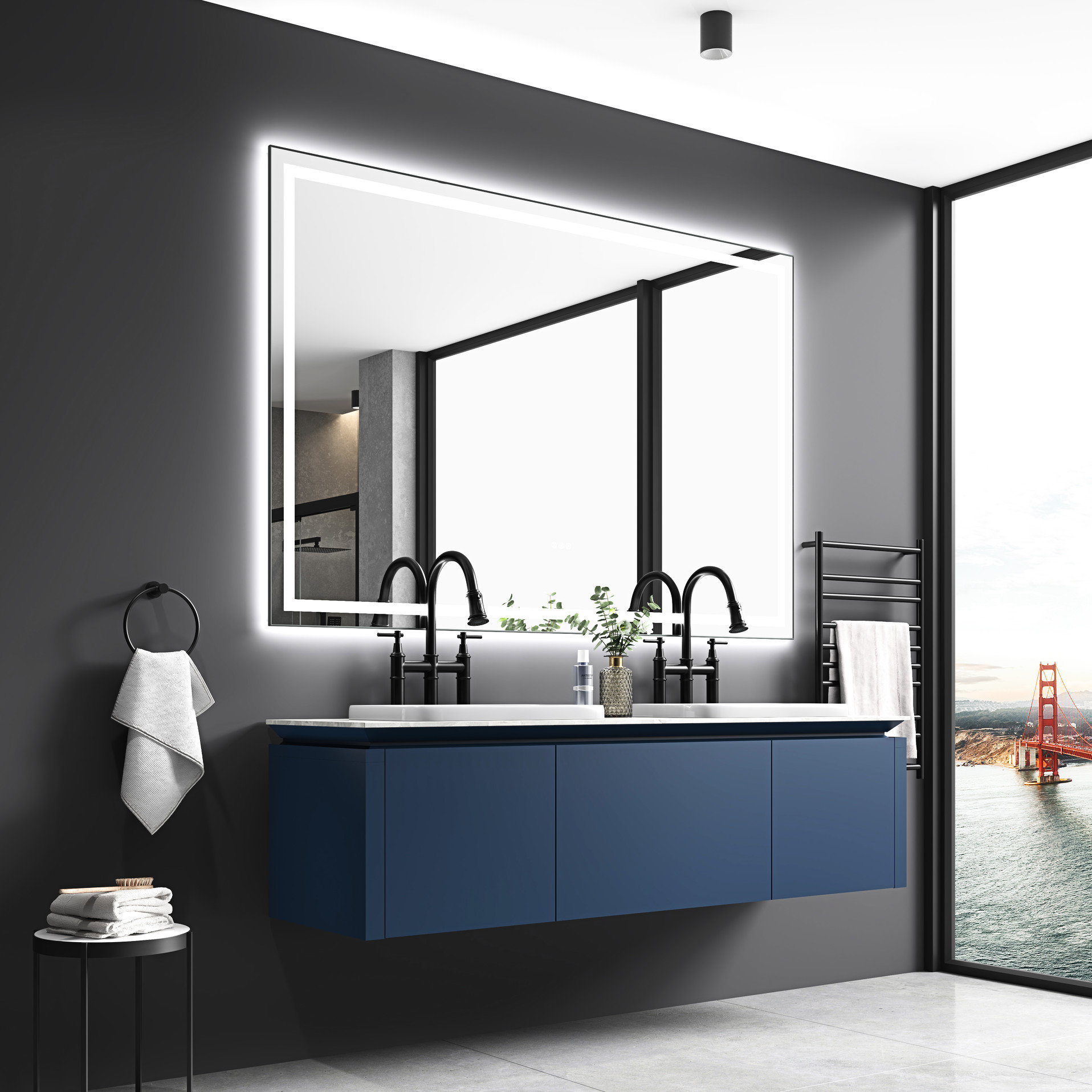 Orren Ellis Bathroom Led Mirror 84 X 48 Inch. Wall Mounted, Fog ...