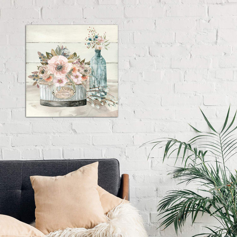 Shiplap Plants & Flowers by Carol Robinson - Wrapped Canvas Print, 66.04 cm H x 66.04 cm W x 1.91 cm D