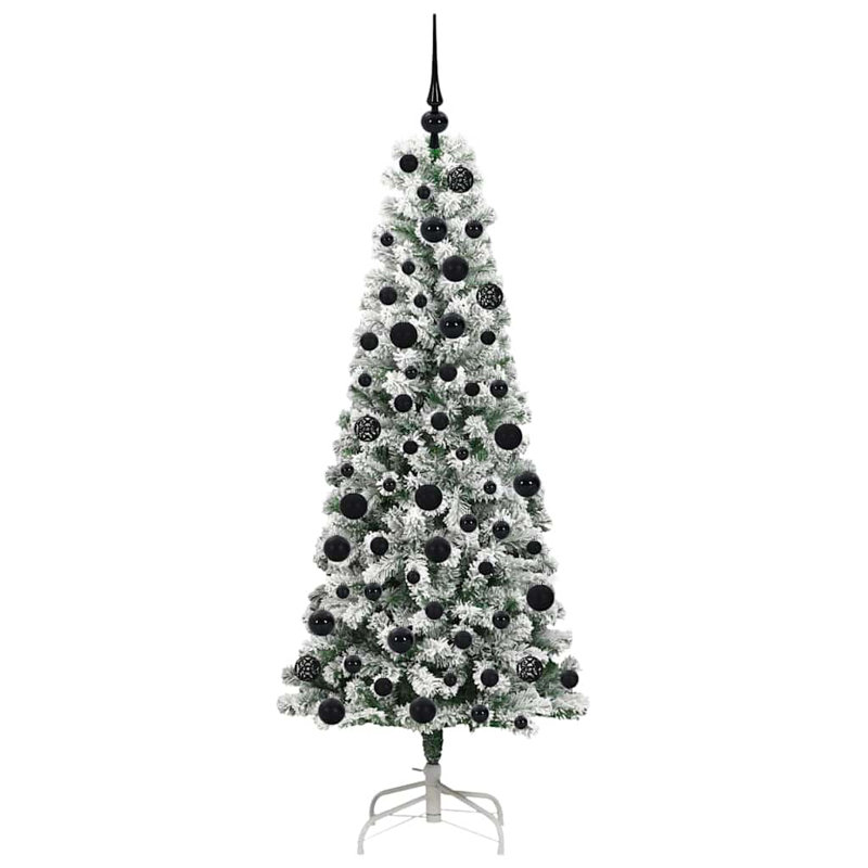 Artificial Hinged Christmas Tree Green and white, 5.91 ft