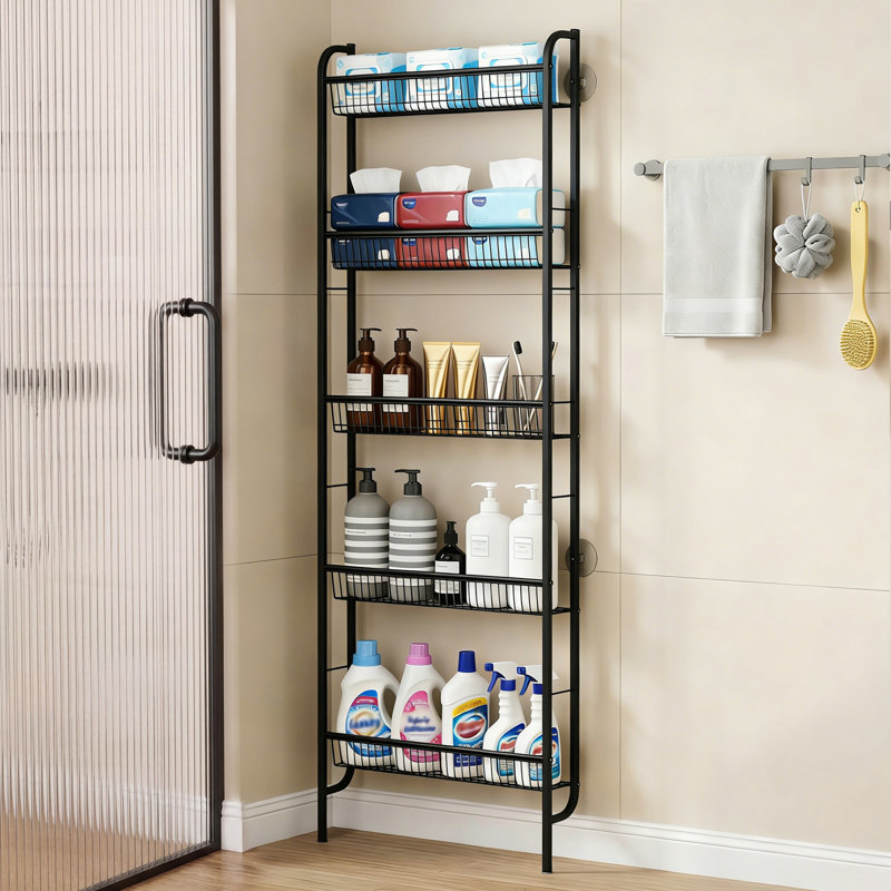 5-Tier Ultra-Thin Narrow Gap Storage Shelf for Kitchen Bathroom, Black