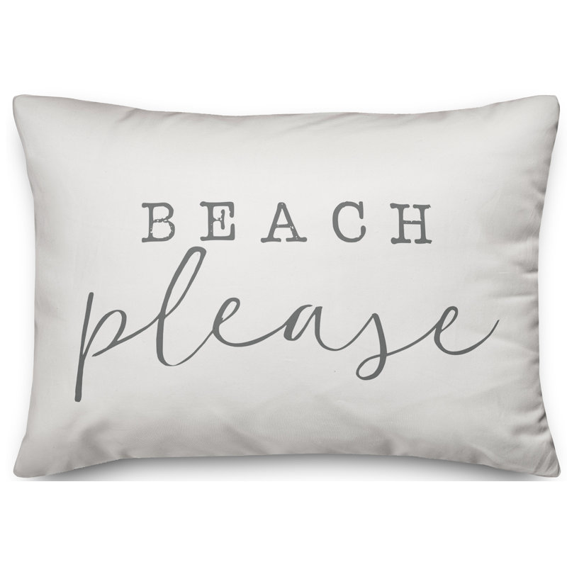 White and Gray Beach Please Indoor/Outdoor Throw Pillow