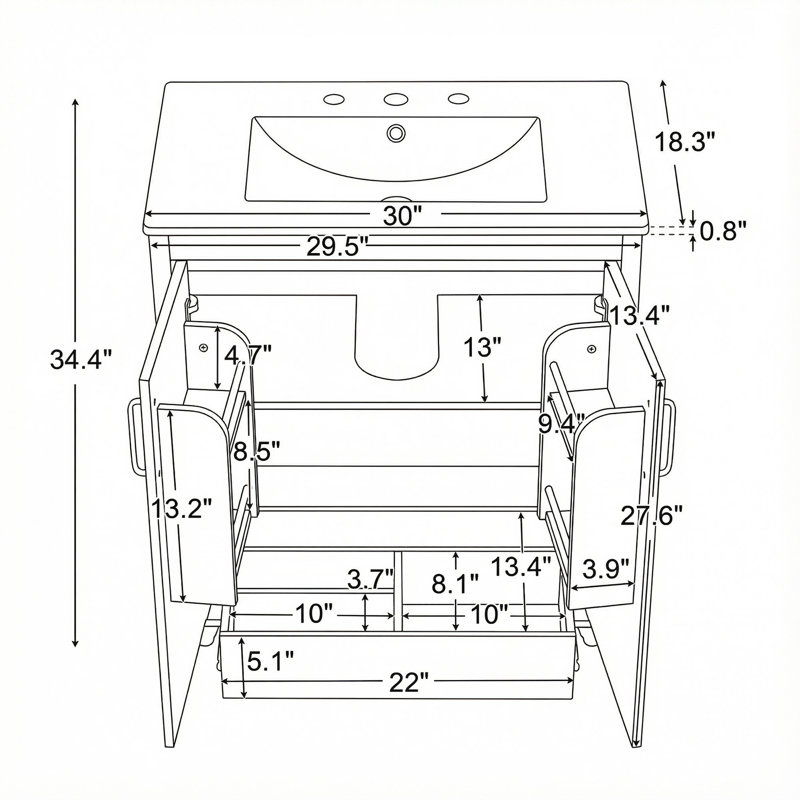 Meuble-lavabo 30 po avec lavabo