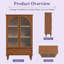 Vitrine cintrée de style ferme vintage Danely avec placage en bois véritable et pieds en bois massif