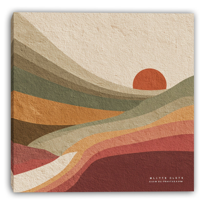 Coucher de soleil sur toile tendue, H 20 po x l 20 po