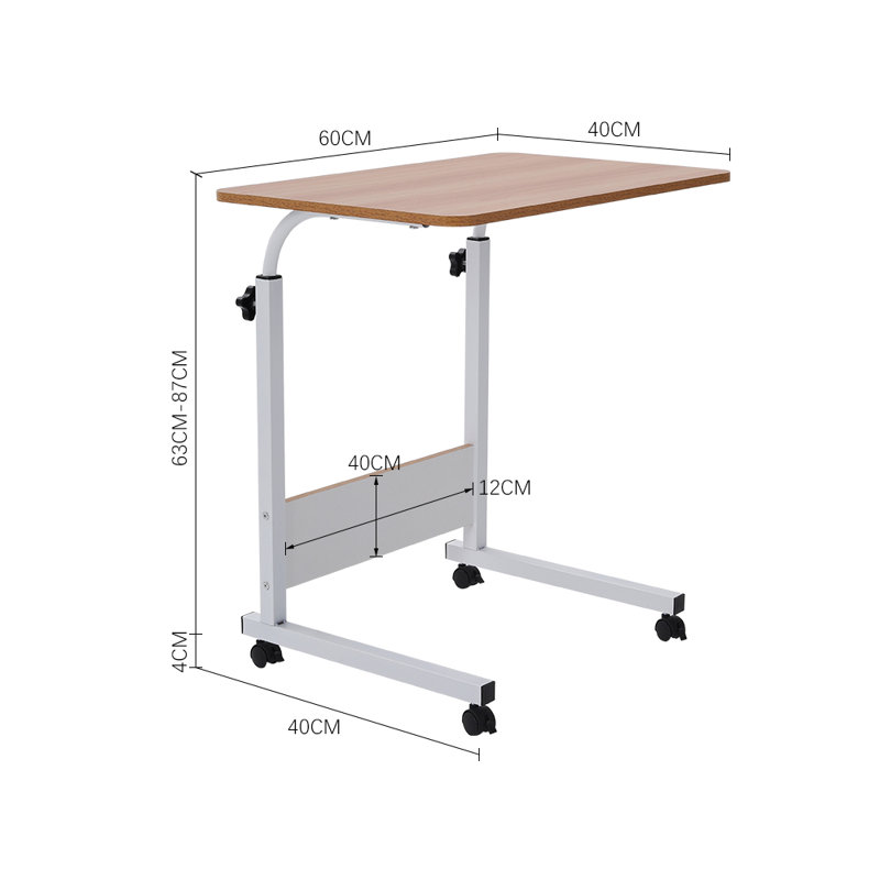Height Adjustable Overbed Table with Wheels