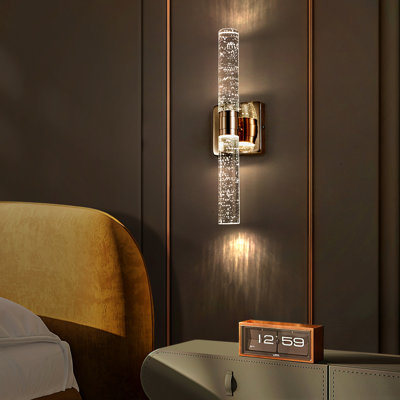 2- Applique murale en cristal bullé - Doré pour la chambre à coucher moderne, la salle de bain, le placage