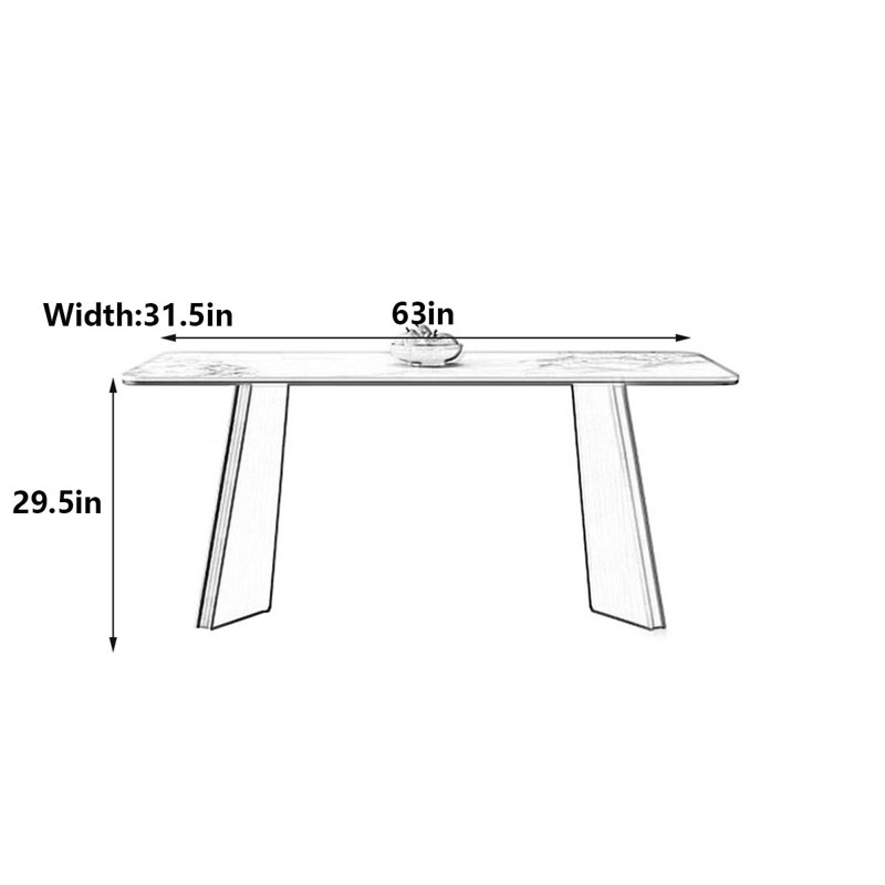 Modern Italian Rectangular Marble Dining Table, 29.5"H x 63"L x 31.5"W