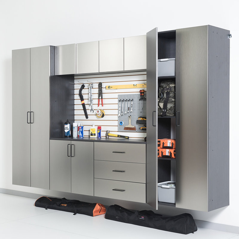Armoire en métal de 32 po x H 28 po x P 20 po - fixée au mur, gris métallique, délicatement, eau et chaleur, passe-temps fixé aux bords l 32 po x H 28 po, gris, bande sans effort