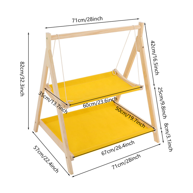 Lit double hamac pour chat, Jaune