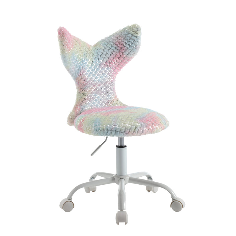 Tingley Kids 19.5'' Mermaid  Swivel Adjustable Height Kids Chair With 5 Wheels, Upholstered Velvet Activity Chair For Living Room, Stylish Kids Armchair
