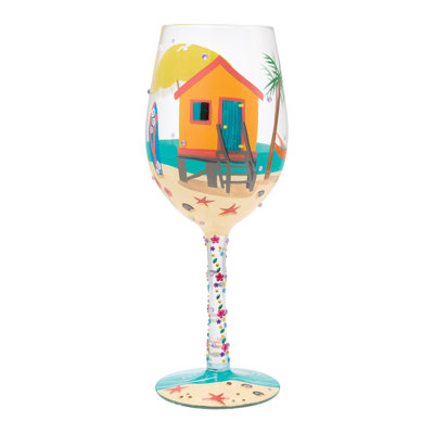Enesco Lolita Little Beach House Hand-Painted Artisan Wine Glass 15 oz.