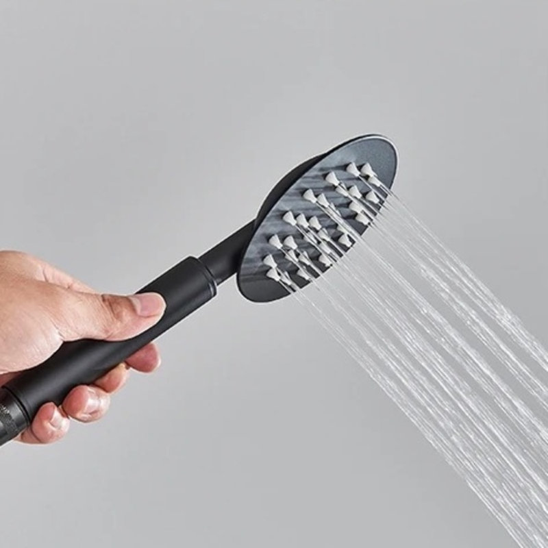 Douche d'extérieur à deux fonctions Mateo avec deux poignées levier en acier inoxydable, Noir mat