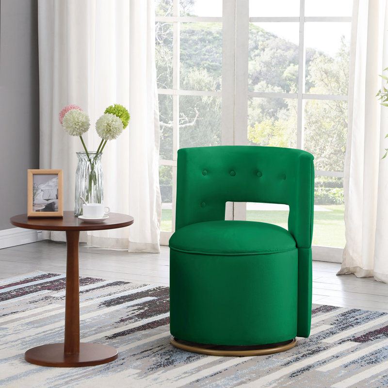 Chaise pivotante à 360 ° avec fonction de rangement Jacklynn, chaise d'appoint, chaise de chambre à coucher, Velours vert