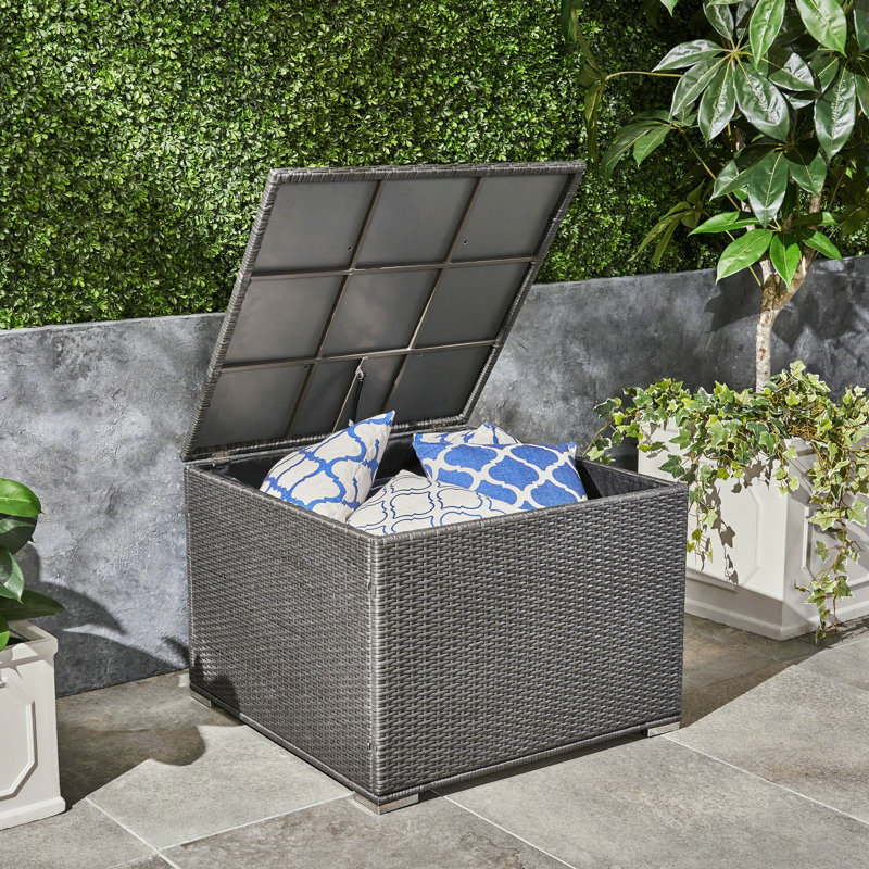 Rangement extérieur gris avec fabrication robuste en fer, 32,8 po Profondeur x largeur 24,32 po, boîte de patio essentielle - et fer, po, élément