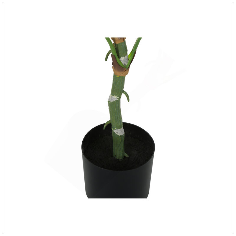 Plante artificielle, arbre de Dieffenbachia de 54 po de hauteur, intérieur, faux, faux, plancher, verdure, pot, touche réelle, décoratif, feuilles vertes, pot noir