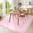10 x 13 ft Pink Rectangular Polyester Bedroom Living Room Dining Room Nursery Room Solid Indoor Modern Non Slip Machine Washable Area Rug-850232972-850232969