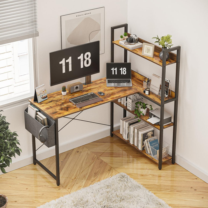 Bureau d'ordinateur en L Orrum, Brun / noir, H 29,5 po x l 47 po x P 18,9 po
