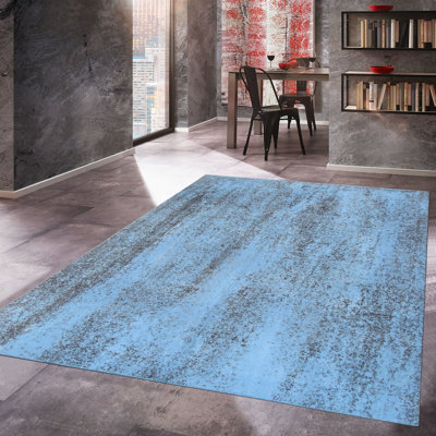 Tapis bleu/gris