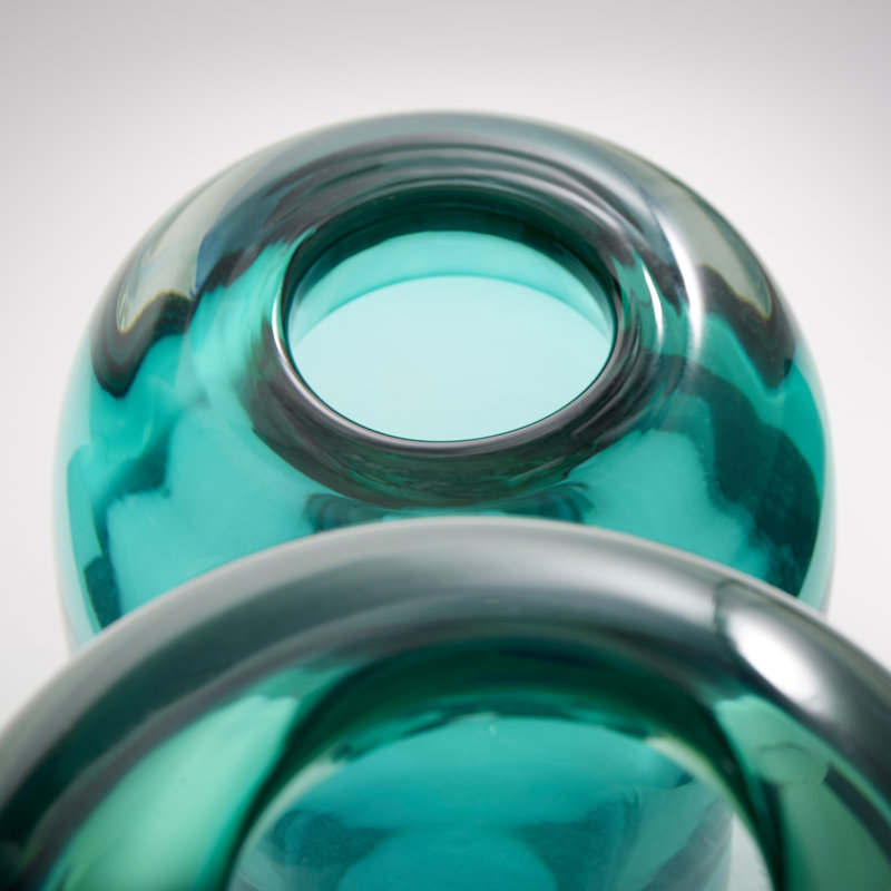 Contemporary Ophelia Blue Glass Table Vase - 8.75" High