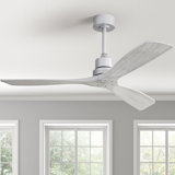 Sofucor Kemp 52" 3-Solid Wood Blade Classic Ceiling Fan with Remote Control and no Lights