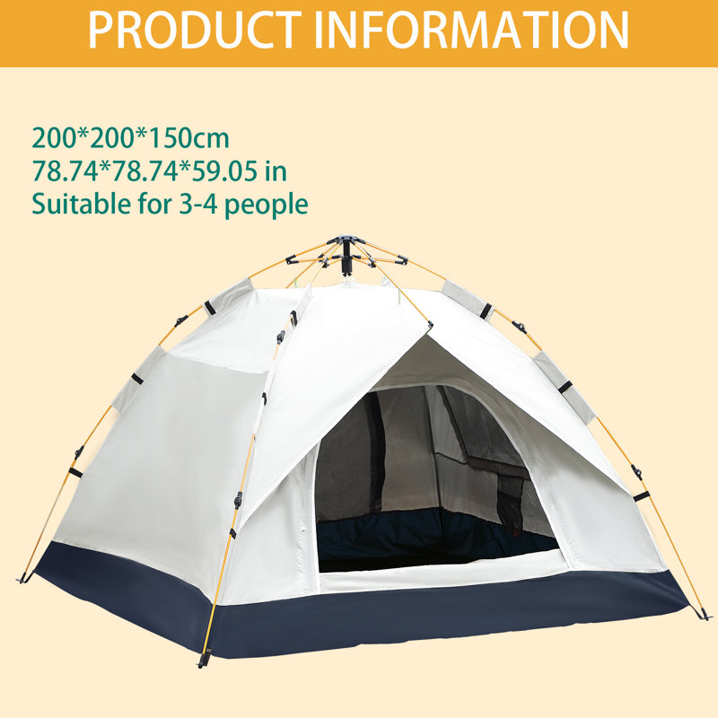 Rapid Setup Beige Camping Tent Suitable For 3-4 People