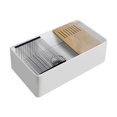 Évier de cuisine de ferme en argile réfractaire simple 33 po Pure