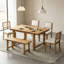 Ensemble de salle à manger de ferme 6 pièces avec structure en bois massif et chaises ergonomiques à double style (noyer et beige)-1412622148