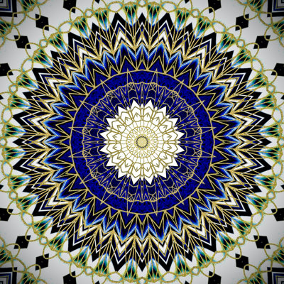 Mandala bleu doré bohème